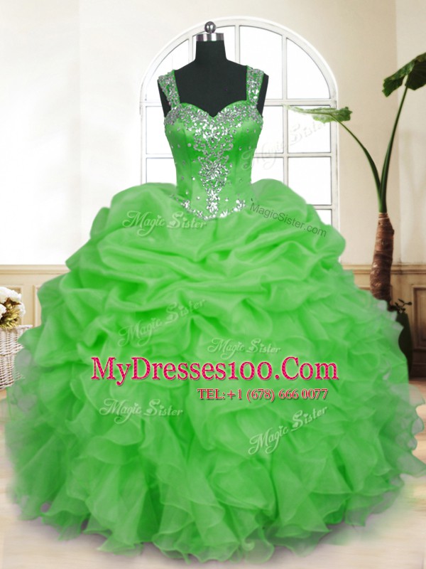 Enchanting Sleeveless Beading and Ruffles and Pick Ups Zipper Quinceanera Gowns
