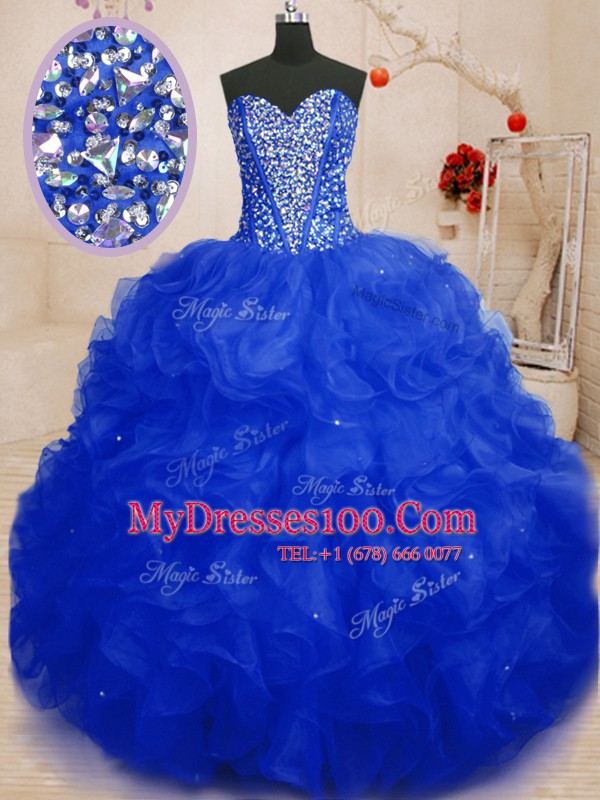 New Style Sleeveless Beading and Ruffles Lace Up Quinceanera Dresses
