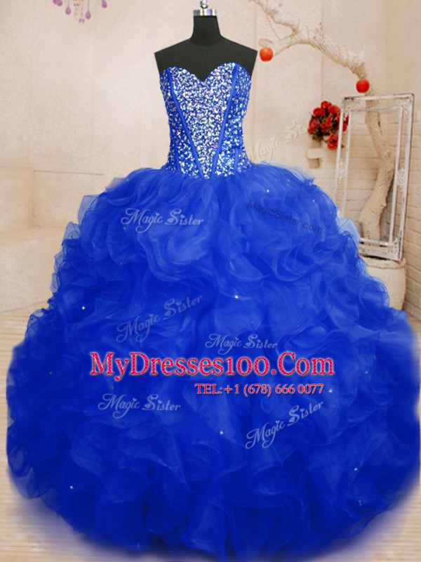 New Style Sleeveless Beading and Ruffles Lace Up Quinceanera Dresses