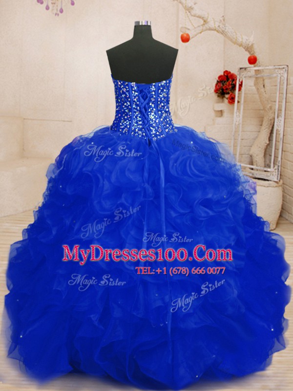 New Style Sleeveless Beading and Ruffles Lace Up Quinceanera Dresses