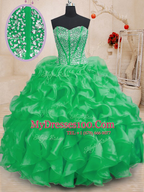 Floor Length 15 Quinceanera Dress Sweetheart Sleeveless Lace Up