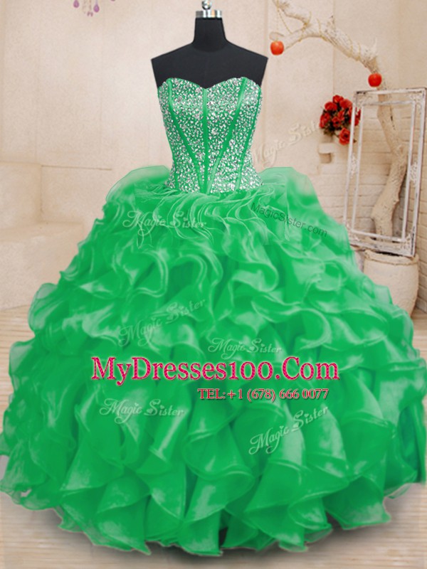 Floor Length 15 Quinceanera Dress Sweetheart Sleeveless Lace Up