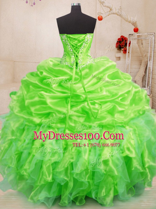 Ball Gowns Quinceanera Gown Sweetheart Organza Sleeveless Floor Length Lace Up