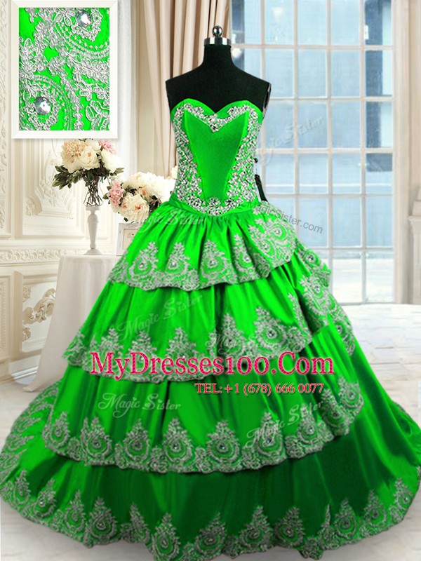 Ruffled With Train Ball Gowns Sleeveless Quinceanera Gown Court Train Lace Up