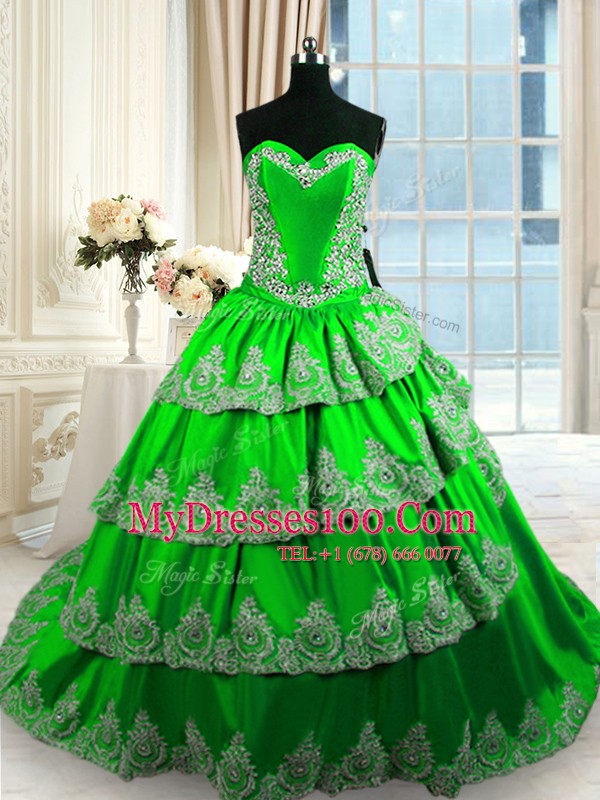 Ruffled With Train Ball Gowns Sleeveless Quinceanera Gown Court Train Lace Up