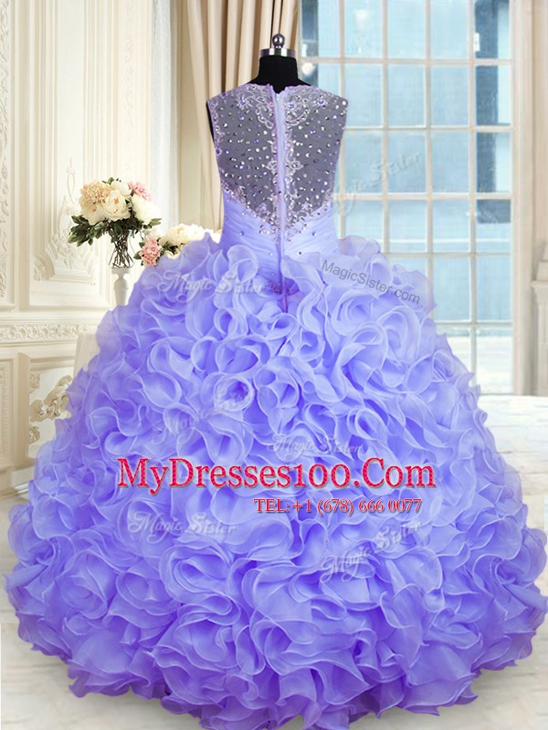 Floor Length Ball Gowns Sleeveless Lavender 15th Birthday Dress Zipper