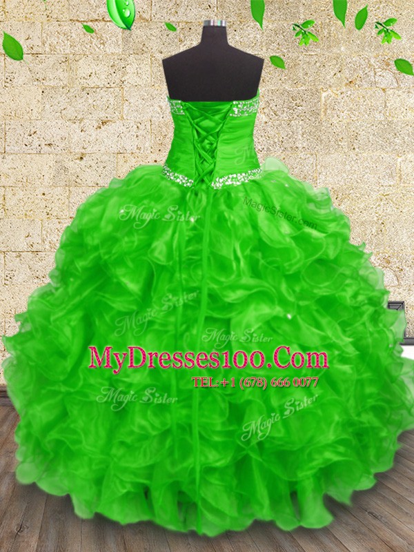 Sweetheart Lace Up Beading and Appliques and Ruffles and Ruching Quinceanera Dresses Sleeveless