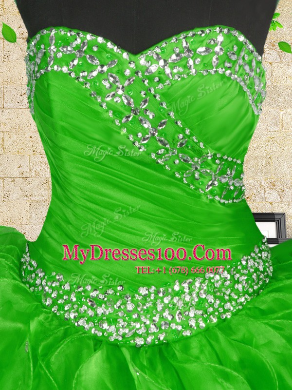Sweetheart Lace Up Beading and Appliques and Ruffles and Ruching Quinceanera Dresses Sleeveless