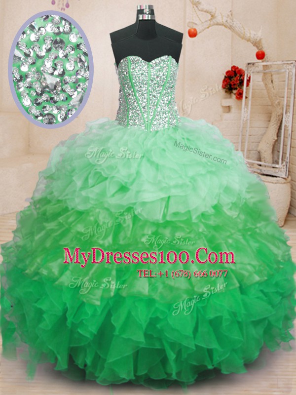 Best Selling Sleeveless Floor Length Ruffles Lace Up Sweet 16 Quinceanera Dress with Multi-color