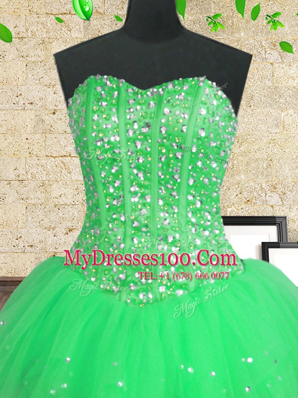 Tulle Sleeveless Floor Length Vestidos de Quinceanera and Beading and Ruffles and Sequins