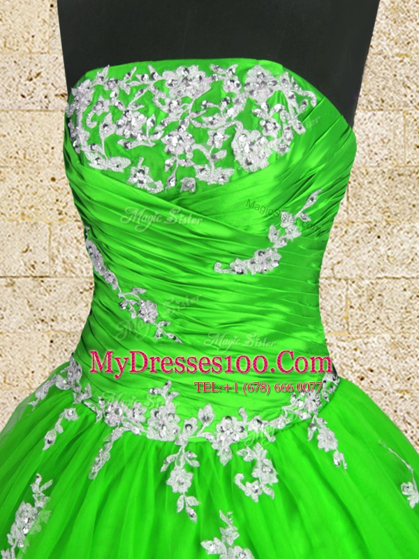 Ball Gowns 15 Quinceanera Dress Strapless Tulle Sleeveless Floor Length Lace Up