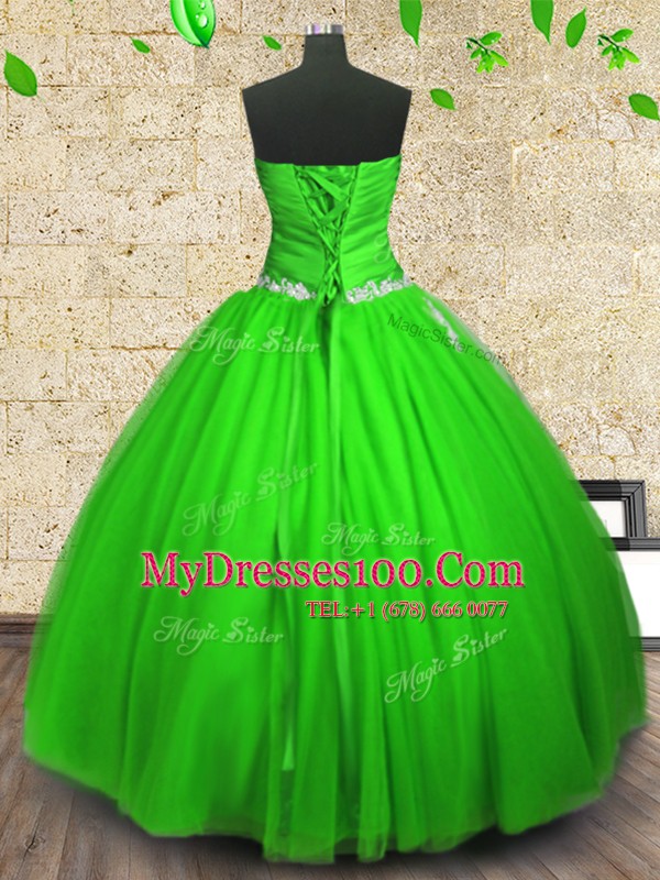 Ball Gowns 15 Quinceanera Dress Strapless Tulle Sleeveless Floor Length Lace Up