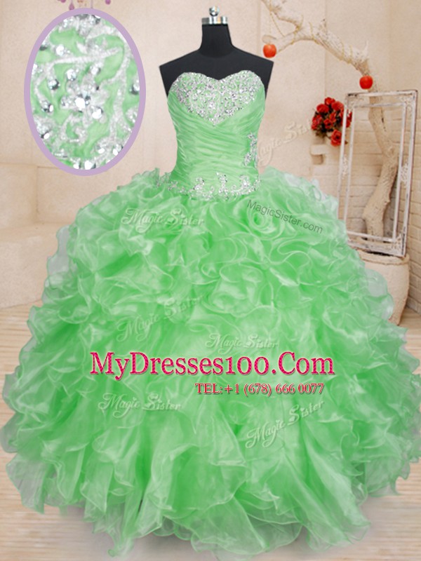 Floor Length 15 Quinceanera Dress Sweetheart Sleeveless Lace Up