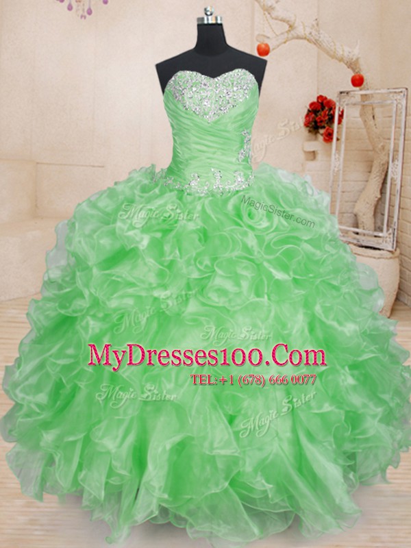 Floor Length 15 Quinceanera Dress Sweetheart Sleeveless Lace Up