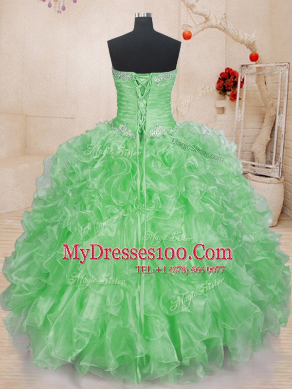 Floor Length 15 Quinceanera Dress Sweetheart Sleeveless Lace Up