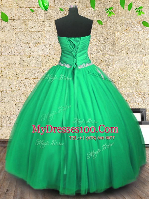Floor Length Ball Gowns Sleeveless Green Sweet 16 Dresses Lace Up