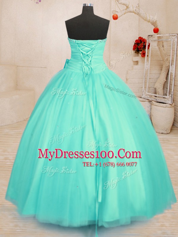 Sleeveless Lace Up Floor Length Beading and Bowknot 15 Quinceanera Dress