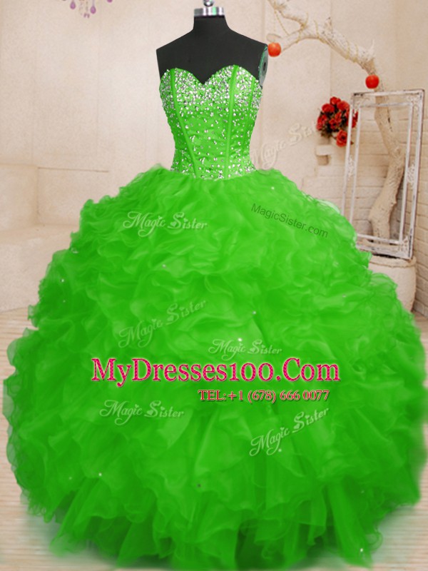 Edgy Sleeveless Organza Lace Up Quinceanera Gowns for Military Ball and Sweet 16 and Quinceanera