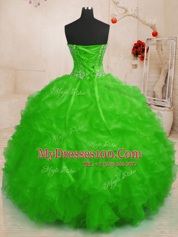 Edgy Sleeveless Organza Lace Up Quinceanera Gowns for Military Ball and Sweet 16 and Quinceanera