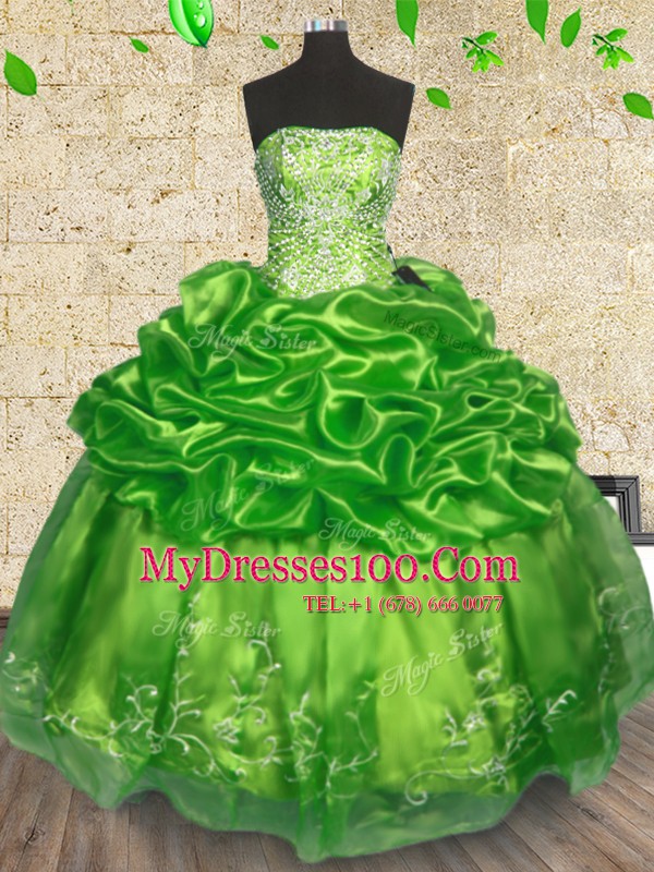 Ball Gowns Vestidos de Quinceanera Strapless Organza Sleeveless Floor Length Lace Up