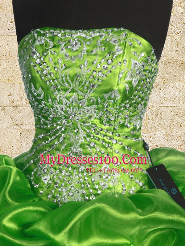 Ball Gowns Vestidos de Quinceanera Strapless Organza Sleeveless Floor Length Lace Up