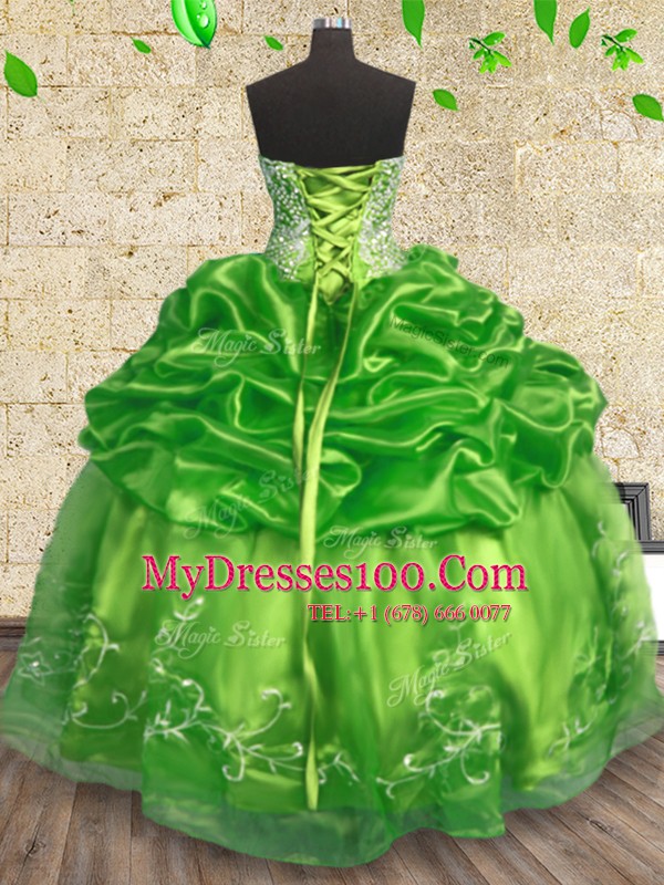 Ball Gowns Vestidos de Quinceanera Strapless Organza Sleeveless Floor Length Lace Up
