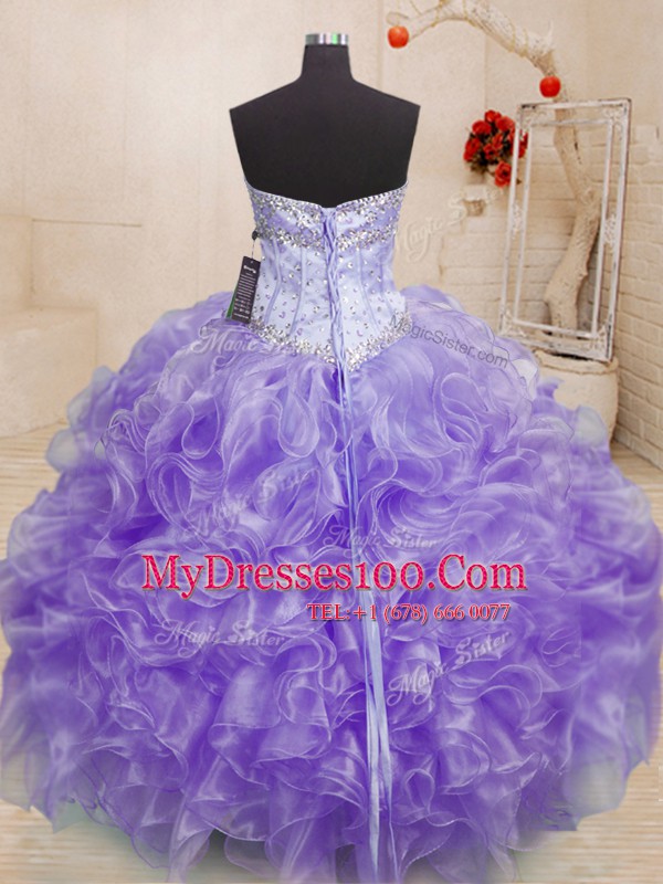 Suitable Floor Length Ball Gowns Sleeveless Lavender Sweet 16 Quinceanera Dress Lace Up