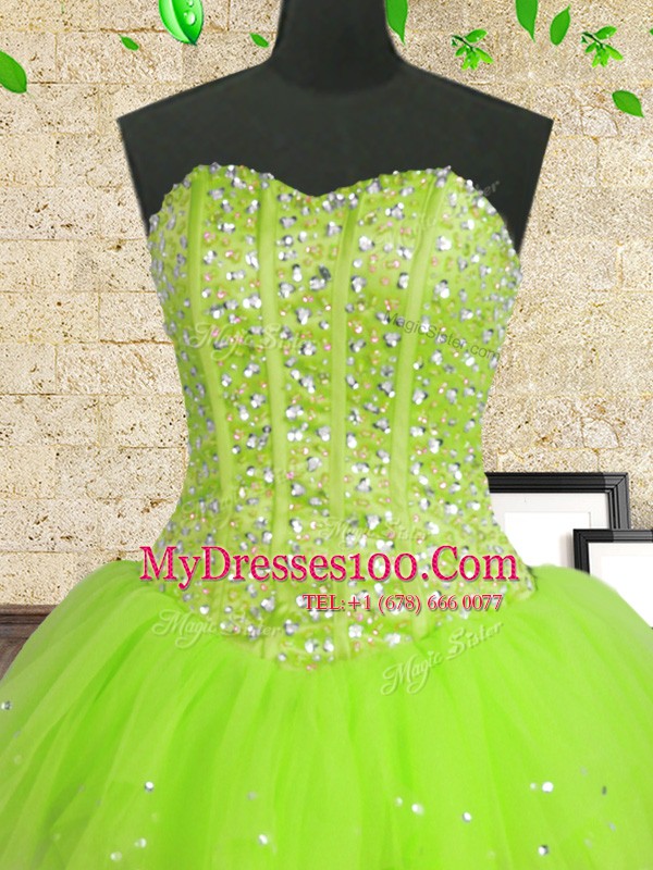 Sequins Sweetheart Sleeveless Lace Up Sweet 16 Dress Multi-color Tulle