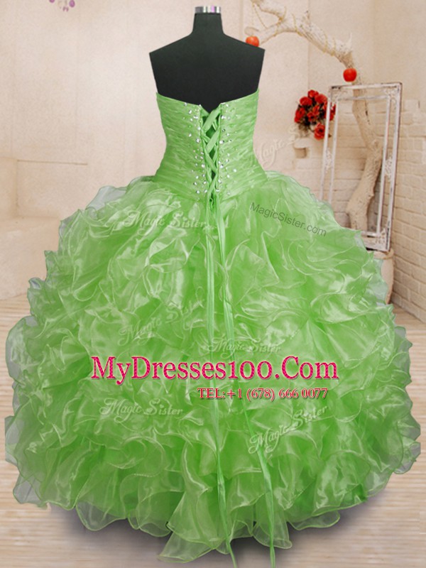 Sweetheart Lace Up Beading and Ruffles 15 Quinceanera Dress Sleeveless