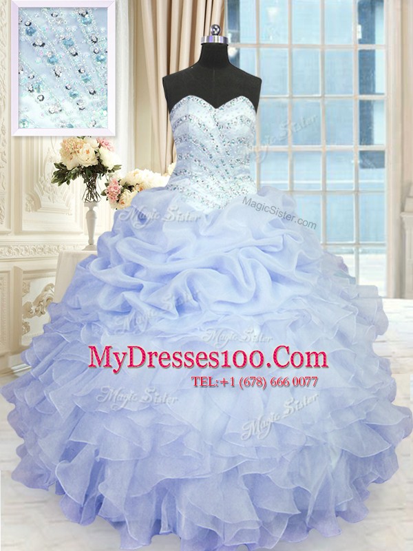 Adorable Sleeveless Beading and Ruffles Lace Up Quince Ball Gowns