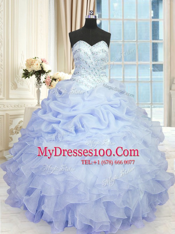 Adorable Sleeveless Beading and Ruffles Lace Up Quince Ball Gowns