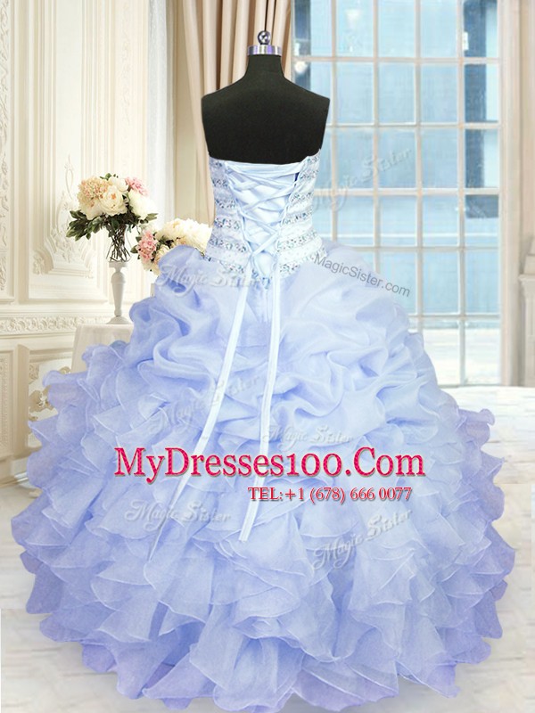 Adorable Sleeveless Beading and Ruffles Lace Up Quince Ball Gowns