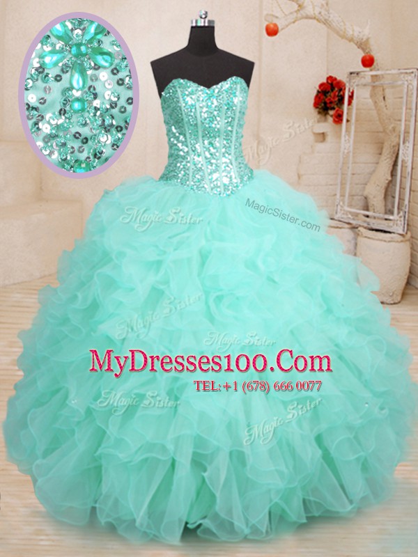 Exceptional Organza Sleeveless Floor Length Sweet 16 Quinceanera Dress and Beading and Ruffles