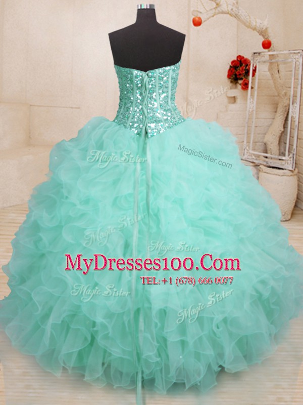 Exceptional Organza Sleeveless Floor Length Sweet 16 Quinceanera Dress and Beading and Ruffles