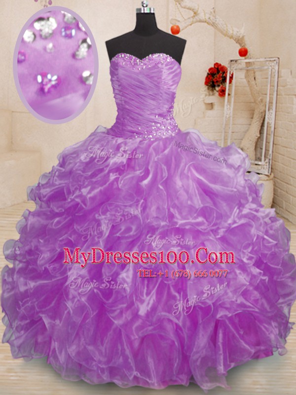 Classical Sleeveless Beading and Ruffles Lace Up Quinceanera Gowns