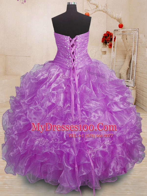Classical Sleeveless Beading and Ruffles Lace Up Quinceanera Gowns