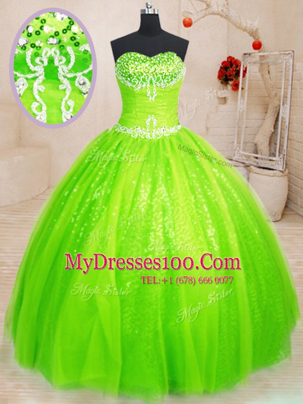 Lace Up Quinceanera Gown Beading Sleeveless Floor Length