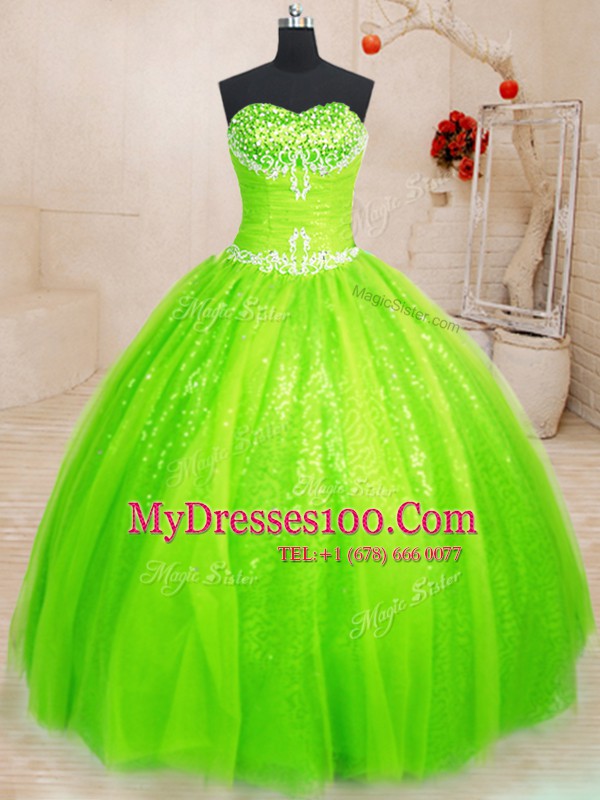 Lace Up Quinceanera Gown Beading Sleeveless Floor Length