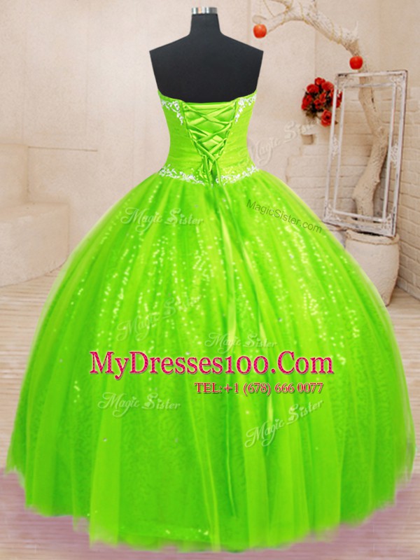 Lace Up Quinceanera Gown Beading Sleeveless Floor Length