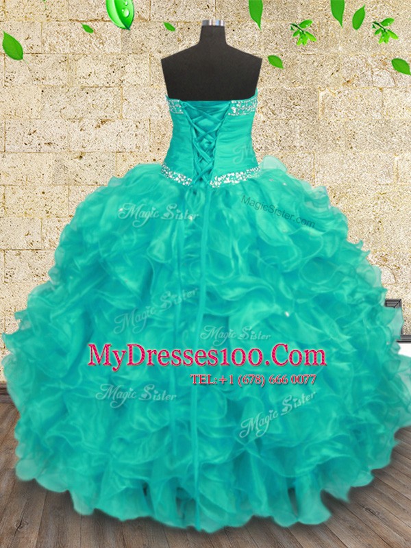 Sleeveless Lace Up Floor Length Beading Sweet 16 Dresses