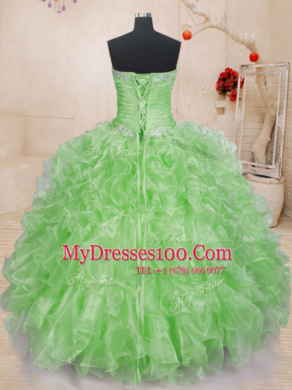 Sleeveless Beading and Ruffles Floor Length Sweet 16 Quinceanera Dress