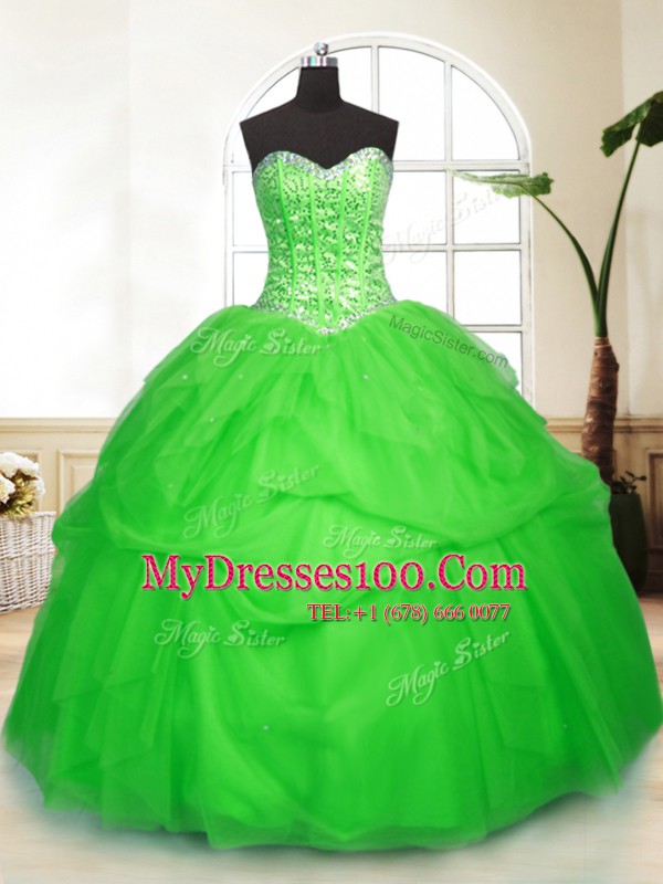 Fabulous Ball Gowns Tulle Sweetheart Sleeveless Sequins and Pick Ups Floor Length Lace Up Quinceanera Dress
