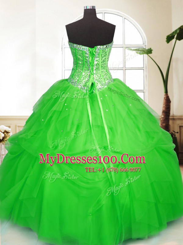 Fabulous Ball Gowns Tulle Sweetheart Sleeveless Sequins and Pick Ups Floor Length Lace Up Quinceanera Dress