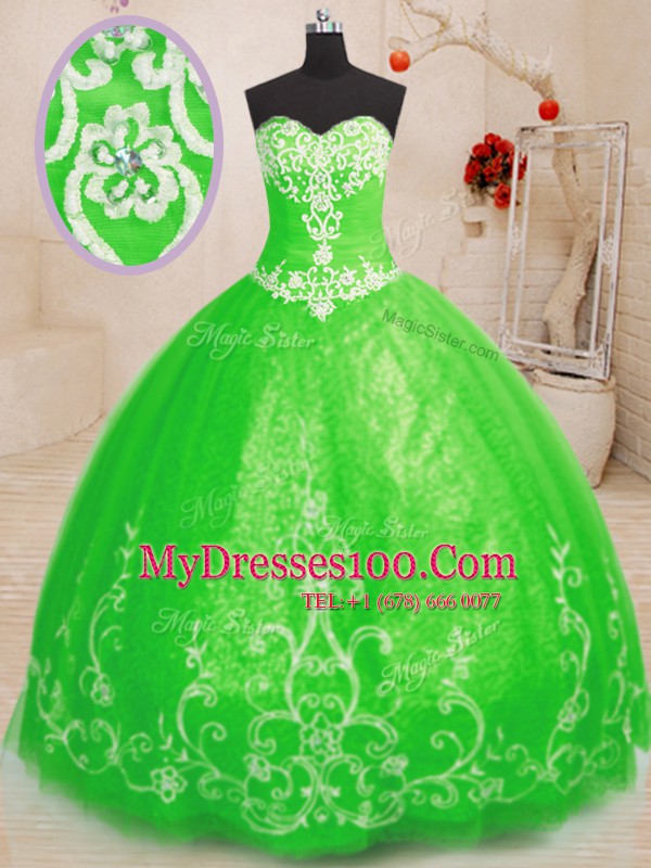 Hot Sale Sweetheart Neckline Beading and Appliques Quinceanera Gown Sleeveless Lace Up