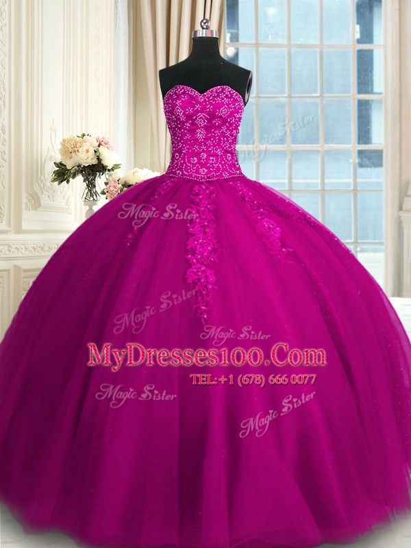 Delicate Sleeveless Appliques and Embroidery Lace Up Quinceanera Gown