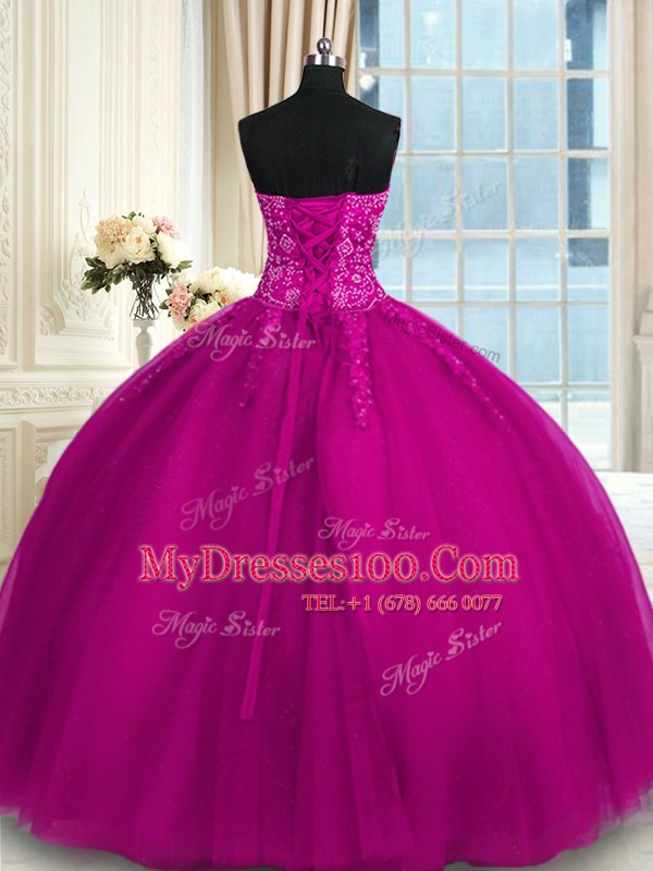 Delicate Sleeveless Appliques and Embroidery Lace Up Quinceanera Gown