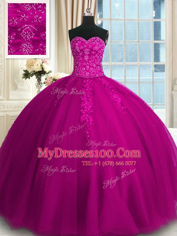 Delicate Sleeveless Appliques and Embroidery Lace Up Quinceanera Gown