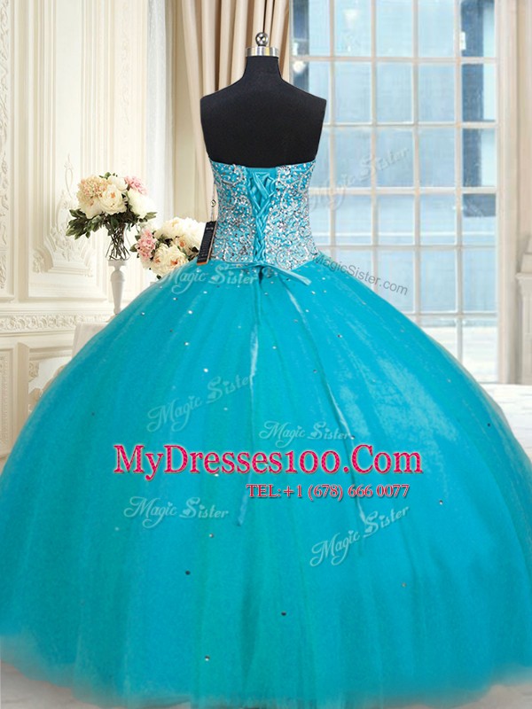 Sleeveless Beading and Sequins Lace Up Vestidos de Quinceanera
