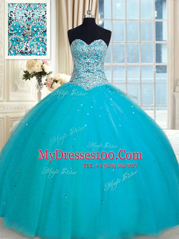 Sleeveless Beading and Sequins Lace Up Vestidos de Quinceanera