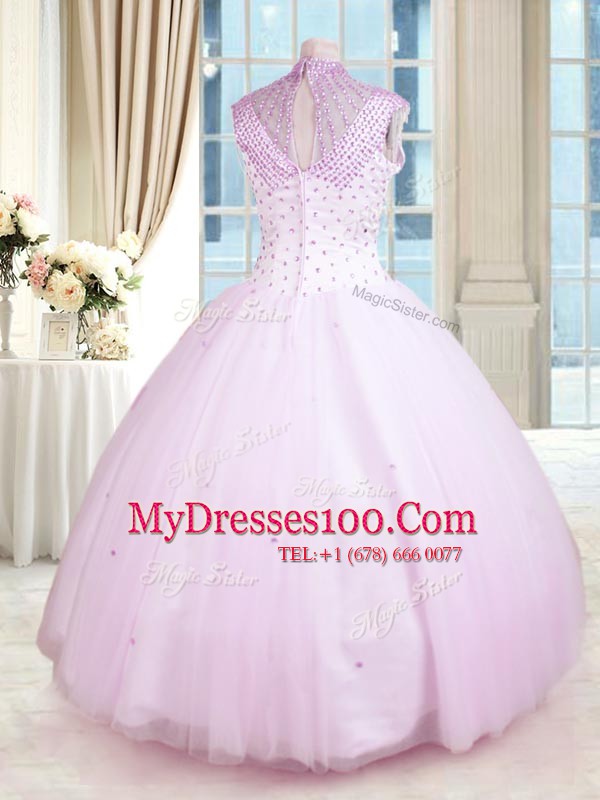 Sleeveless Zipper Floor Length Beading Sweet 16 Dress